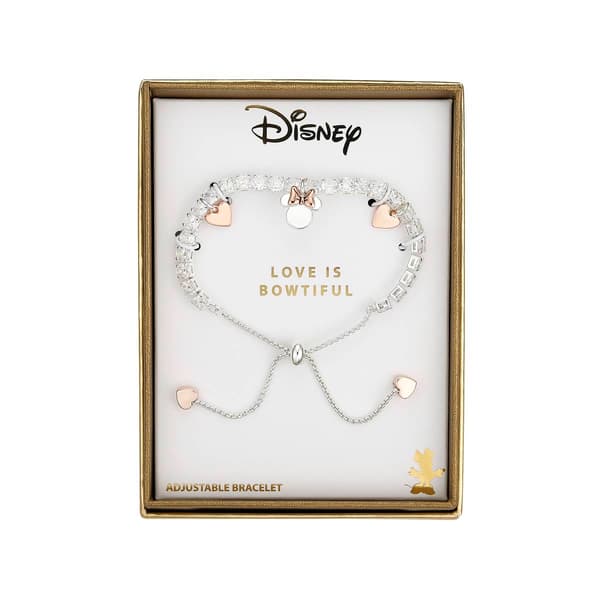 Shine Fine Silver Plated Minnie Mouse Heart Tennis Bolo Bracelet