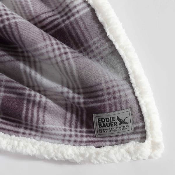 Eddie Bauer Nordic Plaid Reversible Sherpa Throw