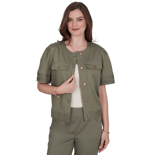 Womens Ruby Rd. Sedona Escape Short Sleeve Soft Denim Jacket - image 