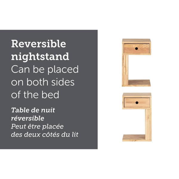 South Shore Sweedi Natural Solid Wood Nightstand