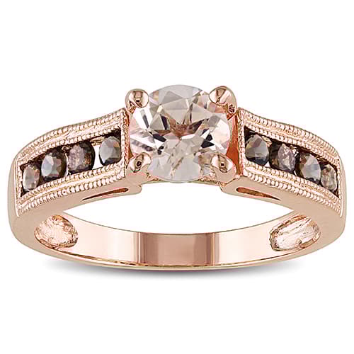 Gemstone Classics&#40;tm&#41; Smokey Quartz & Round-Cut Morganite Rin