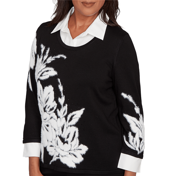 Womens Alfred Dunner Barcelona Floral Two In One Sweater