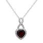 Sterling-Silver Heart Shape Garnet Pendant Necklace - image 1