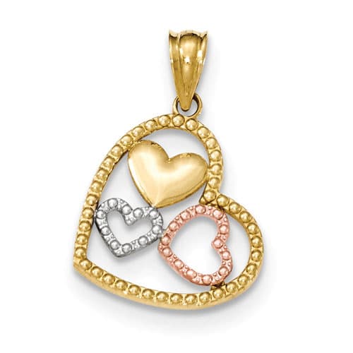 Gemstone Classics&#40;tm&#41; 14kt. Tri-Tone 4 Hearts Pendant - image 