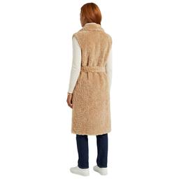 Womens Modena Faux Curly Faux Lamb Long Vest with Belt