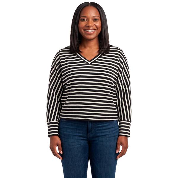 Womens C''est La Vie Long Dolman Sleeve Stripe Tee - image 