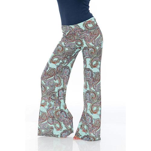 Womens White Mark Light Green Printed Palazzo Pants