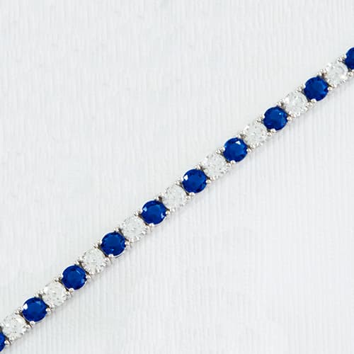 Silver Plated Sapphire & CZ Tennis Bracelet