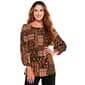 Petite Floral &amp; Ivy 3/4 Sleeve Patchwork Round Neck Blouse - image 1