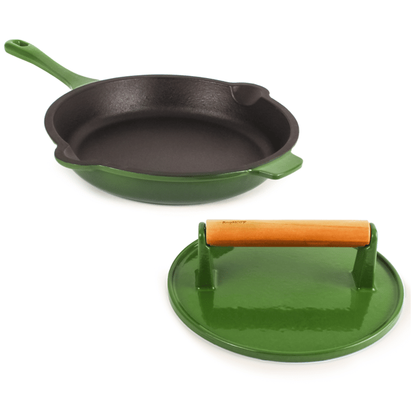 BergHOFF Neo 2pc. Cast Iron 10in. Fry Pan with Steak Press