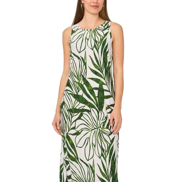 Womens MSK Sleeveless Tropical Leaf Maxi Dress