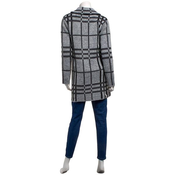 Womens By Design Long Sleeve Notched Two Pocket Plaid Coatigan