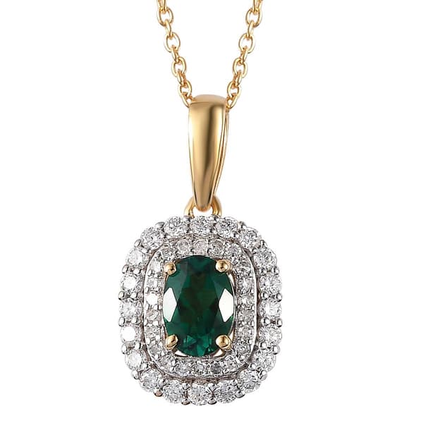 Nova Star(R) Created Oval Emerald & Lab Grown Diamond Pendant - image 