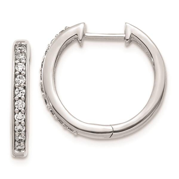 Pure Fire 14kt White Gold 1/4ctw. Lab Grown Diamond Hoop Earrings - image 