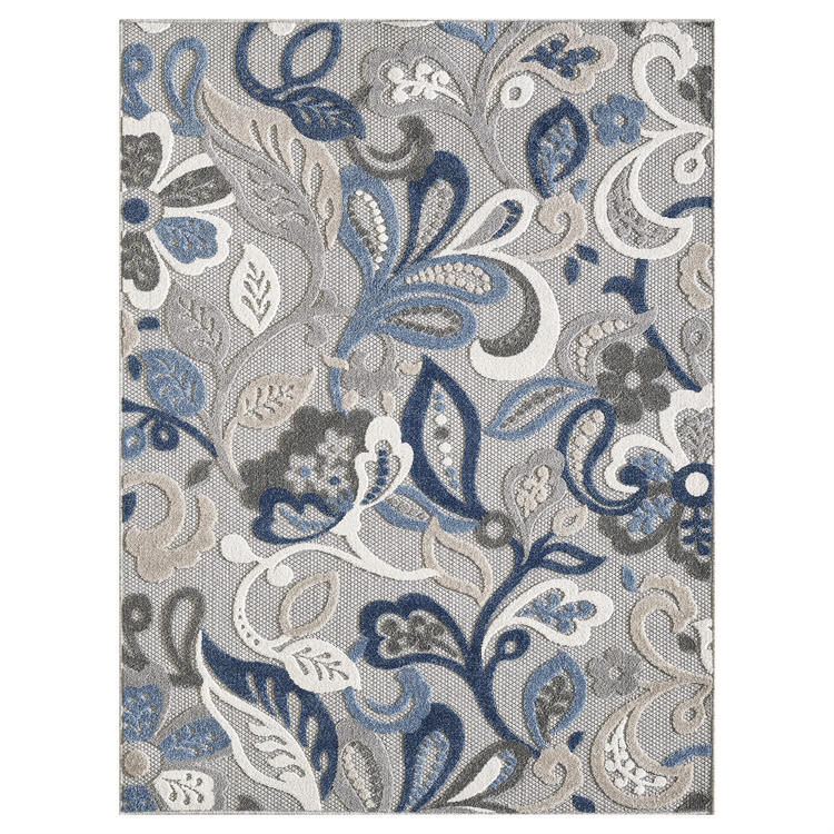 HomeRoots Blue & Grey Indoor Outdoor Area Rug
