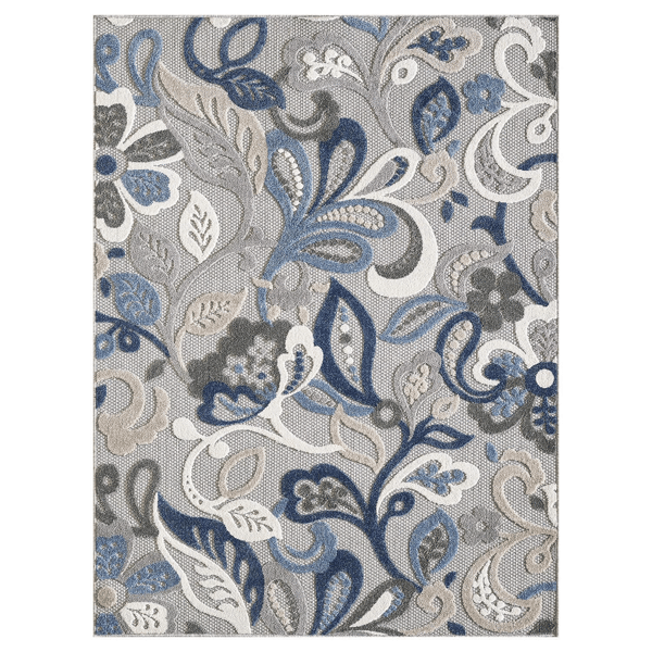 HomeRoots Blue & Grey Indoor Outdoor Area Rug