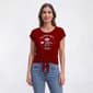Womens Tru Self Short Sleeve Dolman Tie Front BBQ Graphic Tee - image 1