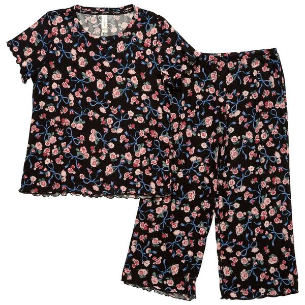 Womens Jessica Simpson Romantic Bows Lettuce Edge Pajama Set - image 