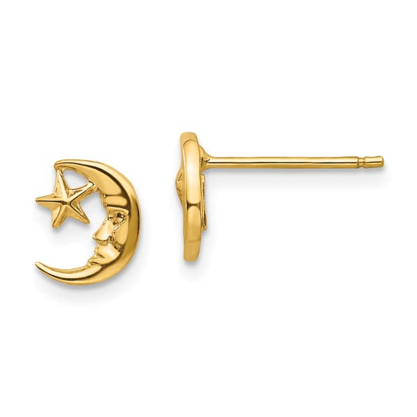 Gold Classics&#40;tm&#41; 14kt. Moon & Star Post Earrings - image 