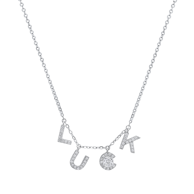 Saffron 0.5ctw. Moissanite Diamond Luck Letter Pendant Necklace