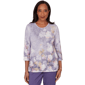 Womens Alfred Dunner Grand Bazaar Amethyst Floral Blouse - image 1