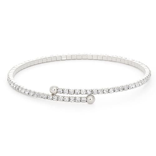 Single Row Rhodium Plated & Crystal Flex Coil Bracelet