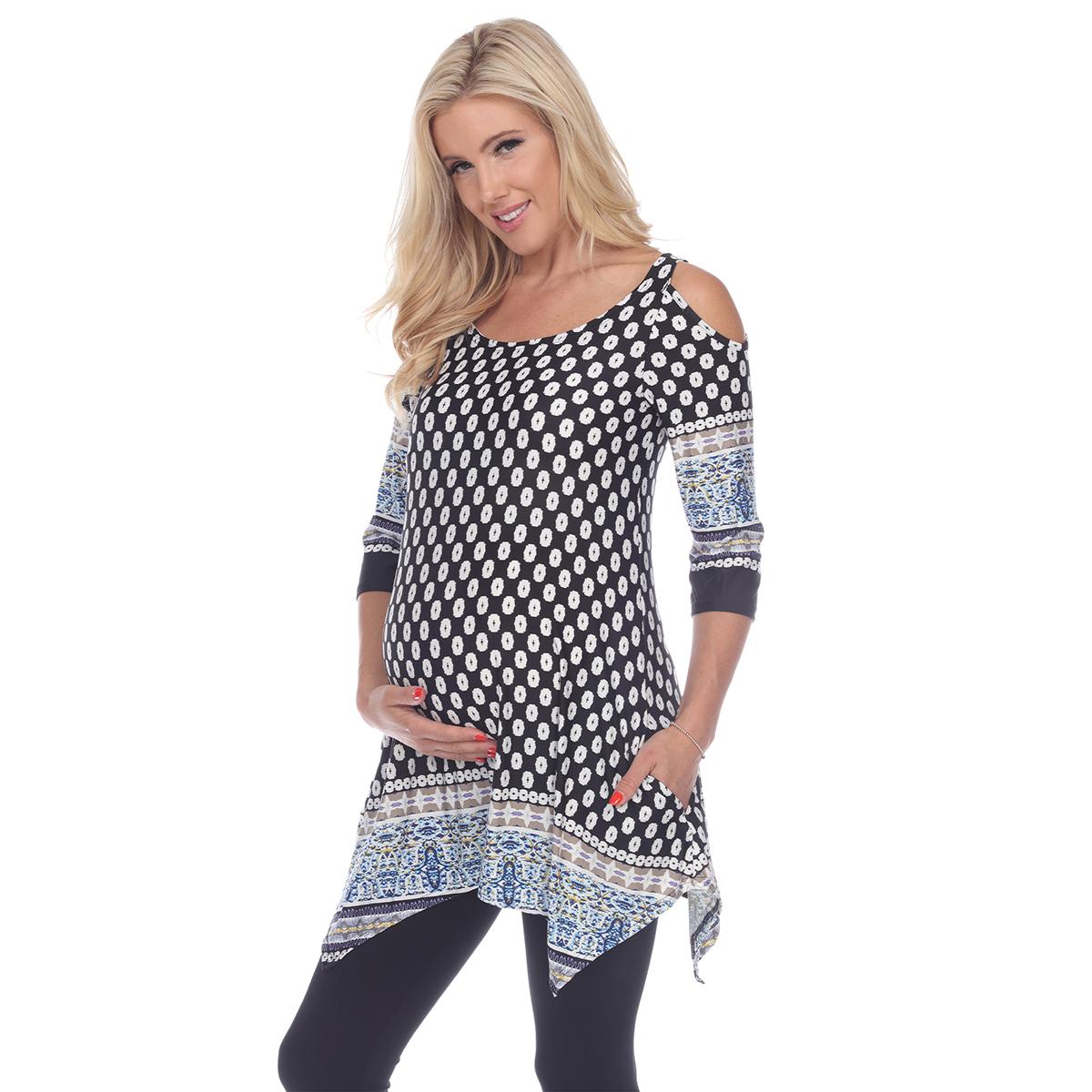 Womens White Mark Paisley Dot Cold Shoulder Tunic Maternity...