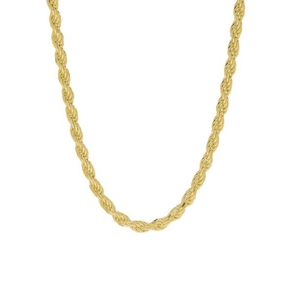22in. Polished Vermeil Sterling Silver Solid Rope Chain Necklace - image 