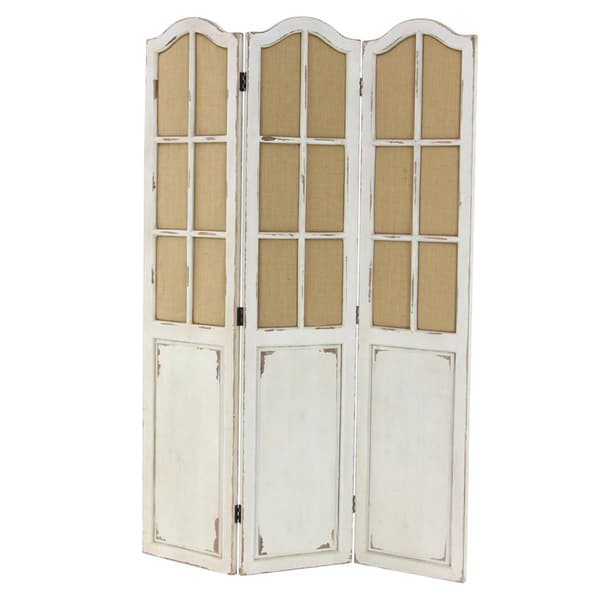 9th & Pike® Farmhouse Beige Wood Room Divider Screen