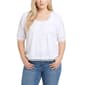 Plus Size NY Collection Short Sleeve Solid Tuwa Squareneck Top W - image 1