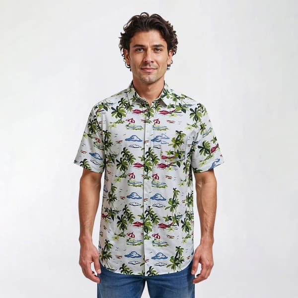 Mens Big & Tall VSTR 4 Way Stretch Button Down Shirt-White/Stone