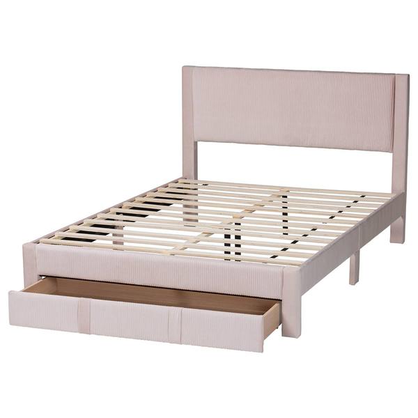 Baxton Studio Elora Modern Pleated Velvet Storage Queen Bedframe