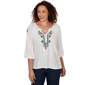 Plus Size Skyes the Limit Summer Spice Embroidery Peasant Blouse - image 1