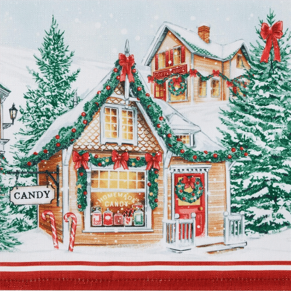 Threadmade Storybook Christmas Village Holiday Tablecloth
