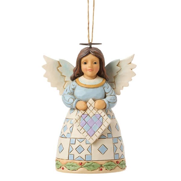 Jim Shore Quilt Angel Hanging Christmas Ornament - image 