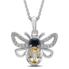 Sterling Silver Citrine & Black Bee Pendant Necklace