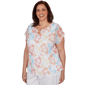 Plus Size Hearts of Palm Fun in the Sun Cap Sleeve Eyelet Blouse - image 2