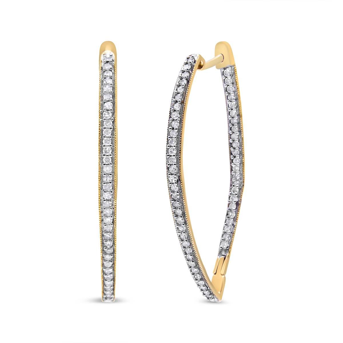 Haus of Brilliance 10kt. Yellow Gold Diamond Hoop Earrings