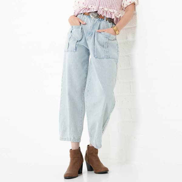 Womens MNK Patch Pocket Barrel Denim Jeans