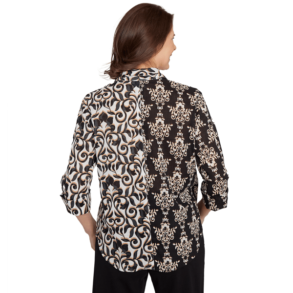 Womens Alfred Dunner Natural Instinct Twin Scroll Button Down