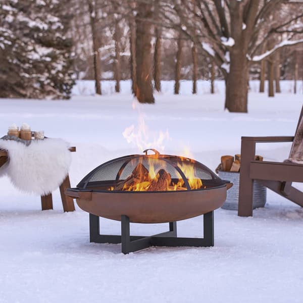 Real Flame La Porte 31in. Round Steel Wood Burning Fire Pit