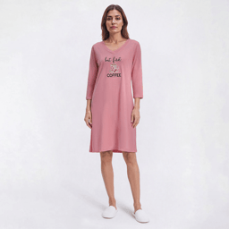 Womens Rene Rofe(R) 3/4 Sleeve But First Coffee Nightshirt