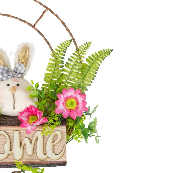 Northlight Seasonal Rabbit Couple Welcome Floral Spring Wreath