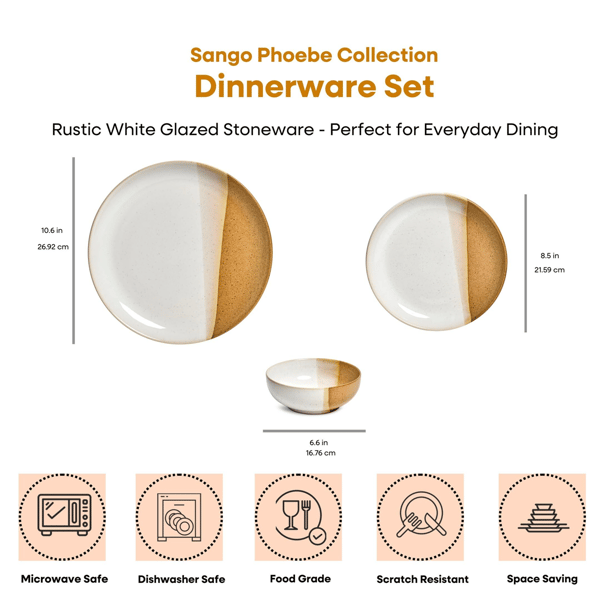 Sango Phoebe 12pc. Caramel Round Dinnerware Set - Service for 4