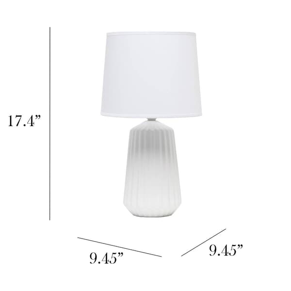 Simple Designs Off White Ceramic Pleated Base Table Lamp w/Shade