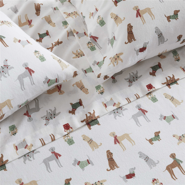 Martha Stewart Holiday Pups Sheet Set
