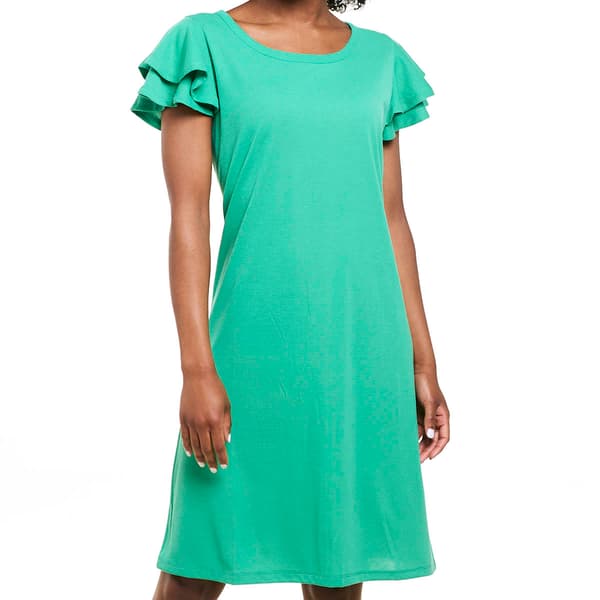 Women Absolutely Famous Double Ruffle Sleeve Shift Dress