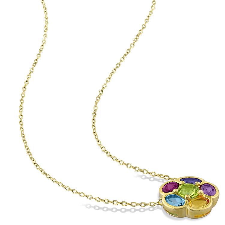Gemstone Classics™ Rhodolite Blue Topaz Pendant Necklace