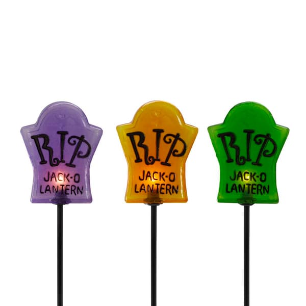 Northlight Seasonal Set of 3 Tombstone Halloween Pathway Markers - image 