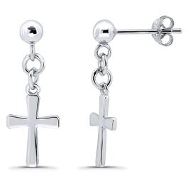 Designs by FMC Sterling Silver Polish Cross Drop Post Earrings